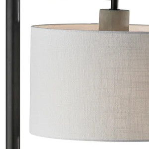 Lampada da terra moderna HMS 61 ad arco grigio nero con tessuto bianco Drum ombra LED fonte di luce per alberghi camere da letto uffici E27 Base - Product Image 3