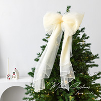 Grand nœud en tulle rouge pour le sommet de l'arbre de Noël, idéal pour les vitrines et la décoration festive