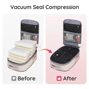 Vacuum Seal Expandable Unisex Microfiber Synthetic Leather <strong>Backpack</strong> Hand Pump Luggage Tag RFID Pocket Compression for <strong>Laptop</strong> - Product Image 3