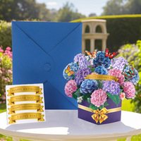 3D mawar Lily bunga aster terima kasih kartu ucapan Pop up buket bunga hadiah ulang tahun kartu amplop Untuk Teman Ibu