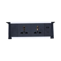 Prise de courant sous le bureau et sur le plateau de table, 3 prises AC et 2 ports USB-A, alliage d'aluminium, câble de 3 m, prise britannique