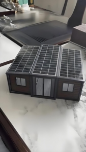 Güneş pili panelleri ile geri çekilebilir hava koşullarına dayanıklı veranda muhafaza güneş enerjili çağdaş konteyner ev genişletilebilir tasarım - Product Image 3