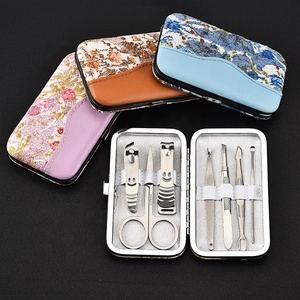 VW-MS-968 Ensemble de soins de <span class=keywords><strong>manucure</strong></span> et pédicure luxueux 7 en 1 pour filles, rose, motif fleur, coupe-ongles, kit de toilettage, cadeau - Product Image 6