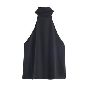 SHENZHU Donna 2025 Nuova Moda Top con Fiocco Decorativo da Appendere al Collo Canotta Vintage Senza Schienale Top Chic Femminile - Product Image 2