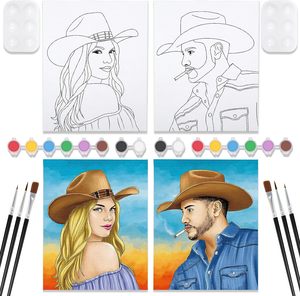 Trước khi rút ra vải cho bức tranh cho người lớn nhâm nhi và sơn Kit cho người lớn của ngày đêm cao bồi các cặp vợ chồng chủ đề Sơn Đảng thiết lập trước vẽ - Product Image 2