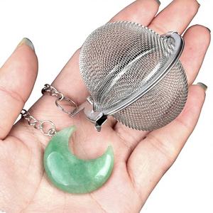 Filtre à thé en pierre d'agate naturelle, acier inoxydable 304, poli et fini, pour soupe et fondue - Product Image 1