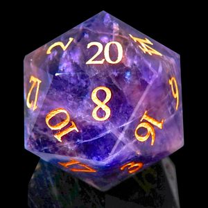 Dado D20 in Ametista, 25mm, 20 Facce, per D&D, <span class=keywords><strong>Dungeons</strong></span> and Dragons, Giochi di Ruolo, MTG, Fatto a Mano - Product Image 1