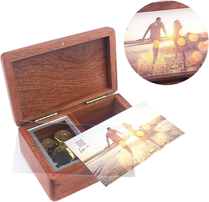 Boîte à bijoux vintage en bois, boîte à musique Mosco avec photos personnalisables, coffret cadeau, grande boîte à musique en bois - Product Image 5