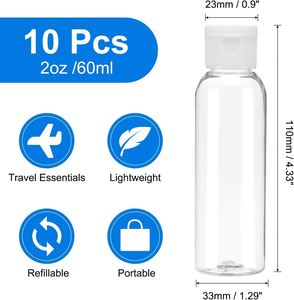 Botella de Plástico Rígido PET de 30ml 50ml 60ml 100ml 200ml para Viaje, Envase Vacío para Loción, Crema, Sérum y Productos de Cuidado de la Piel, Artículos de Aseo para Hotel - Product Image 3