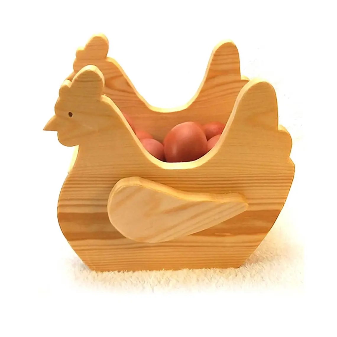 Hot sale Wooden egg rack Hen egg holder chicken shaped egg basket