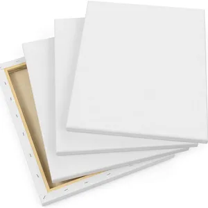 高品质厂家直销空白白色4 "x4" 拉伸帆布，带木质展示，适合艺术家