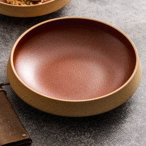 Bol à pâtes rustique <span class=keywords><strong>en</strong></span> porcelaine rouge écologique, vaisselle profonde 7,7/8,9 pouces, <span class=keywords><strong>plat</strong></span> <span class=keywords><strong>en</strong></span> céramique mat pour soupes et salades, idéal pour restaurants et événements. - Product Image 4