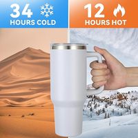 Mug isotherme en acier inoxydable à double paroi, personnalisable, 40 oz, style américain, avec poignée
