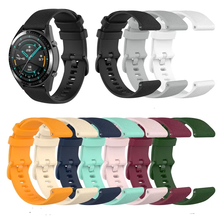 22mm Sport Soft Rubber Silicone Adjustable Watch Band Strap Replacement for Huawei GT 46mm / GT2 46mm