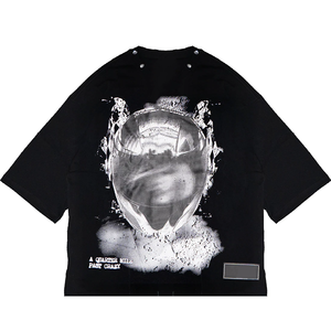 T-shirt de haute qualité de marque 100% coton lourd Hip Hop Vintage Tee T-shirts Lavage à l'acide Imprimé graphique Monstre Enfer T-shirt pour hommes - Product Image 6