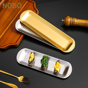 Rettangolo piatti d'argento in acciaio inox piastra per Barbecue retrò spessa stile coreano pasta di gamberetti Sushi vassoio piatto di stoccaggio per Hotel - Product Image 5