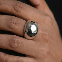 Trendiger Vintage-Schmuck, anlaufgeschützt, 18K vergoldeter, klobiger Kuppelring aus 316L Edelstahl, polierter breiter Statement-Ring