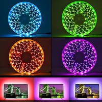Bande LED RGB Intelligente 5V/12V, Découpable, PCB Noir Cuivre 8mm, USB, IP20, Télécommande, Intensité Variable, Garantie 2 Ans, Éclairage