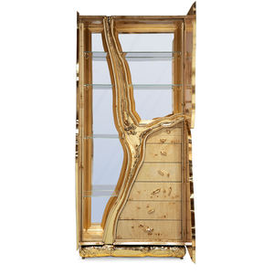 Meuble de rangement en bois massif, style moderne simple, finition dorée, pour salon - Product Image 2