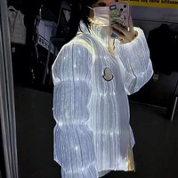RICHSHINING 2024 Veste en fibre optique LED lumineuse, manteau matelassé tendance pour homme et femme, lavable, pour les fêtes d'hiver en extérieur