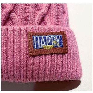 Women's Autumn Winter Thick Warm <b>Knitted</b> Hat Custom Logo Embroidered Letters Twisted <b>Knit</b> <b>Pattern</b> Comfortable Headwrap <b>for</b> Beach - Product Image 3