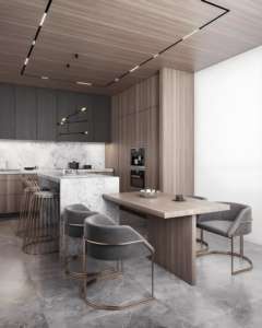 Armoires de cuisine et unité de garde-manger préfabriquées en bois sur mesure américaines avec poignées de meubles modernes, écologiques et résistantes à l'eau - Product Image 1