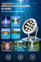 Luz LED Sumergible para Piscina, Estanque o Fuente, IP68 Impermeable, Acero Inoxidable 201, 3W-36W, 12V