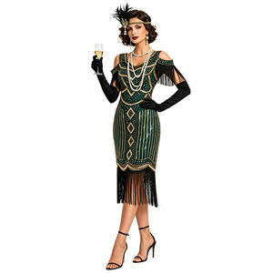 Robe de cocktail L Great Gatsby, style années 1920, avec paillettes, franges et perles, robe de soirée formelle, robe de bal, robe de scène, robe de danse, robe de fête, taille plus - Product Image 4