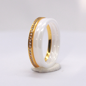 Gostar 세라믹 링 925 스털링 실버 훌륭함 2 + 2 + 2mm 실버 세라믹 밴드 재고 빠른 배송 링 - Product Image 3