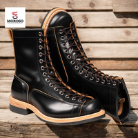 Bottes robustes de style Monkey en cuir véritable avec coutures Goodyear-Welted, bout mocassins, pour hommes