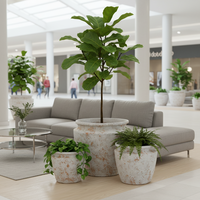 Pot Bunga Semen Tahan Air untuk Luar/Dalam Ruangan, Ukiran Tangan, Tahan Lama, Desain Sederhana Eropa, Merek HU SEN Model HY-144