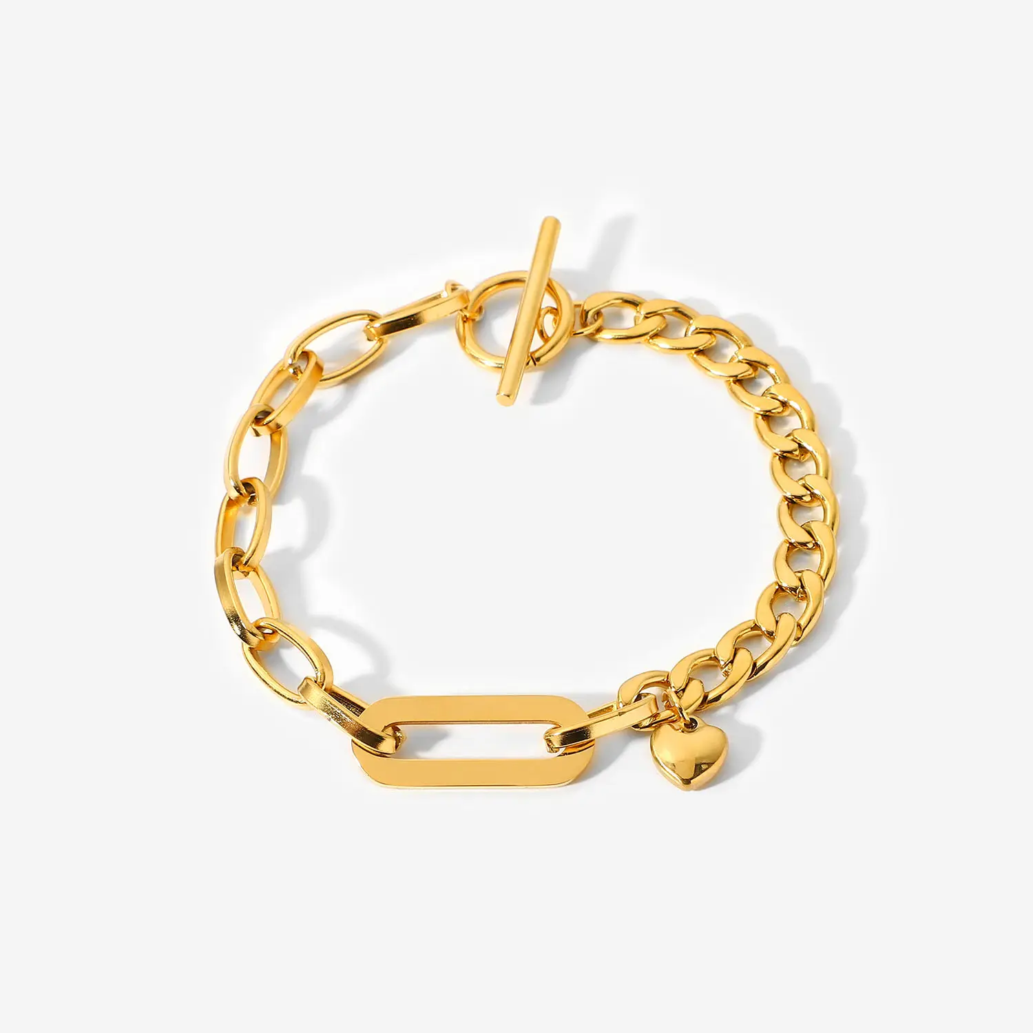 Wristband Geometric Oval Link Chain Bangles Jewelry Waterproof Gift 18k Stainless Steel Minimalism Women Golden Bracelets