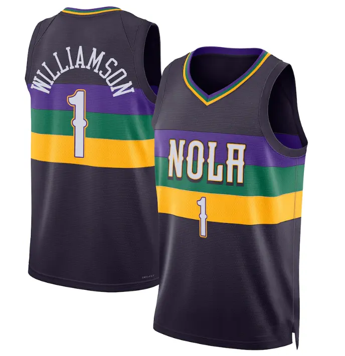 2023 Grosir Baru Kustom Dijahit Jersey Basket Ungu New Orleans 1 Zion Williamson 14 Brandon Ingram 3 C.J. McCollum