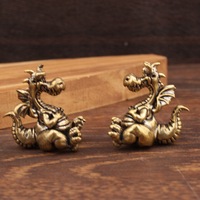 Figurines de dragon dodues mignonnes en laiton vintage, statue de dragon, sculpture décorative de table, ornement de collection
