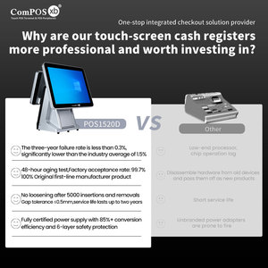 Sistema POS ComPOSxb con Schermo Touch da 15 Pollici e Stampante Integrata da 58MM, Registratore di Cassa Touch All-<span class=keywords><strong>in</strong></span>-One per Terminali Desktop - Product Image 4