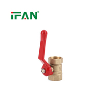 IFAN Nouvelle Conception Vanne à Vis en Laiton Forgé 1/2 po 3/4 po 1 pouce avec Poignée Rouge pour Eau et Gaz - Vanne à Boisseau Sphérique en Laiton