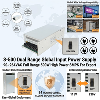 Alimentation à découpage SMPS S-500-24 500W 24V 20A à courant constant et limité, réglable avec ventilateur pour usage industriel