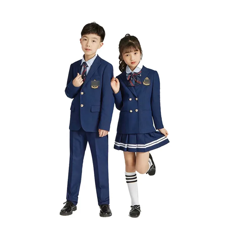 Custom logo international school uniforms blazer set suit Primary Middle school uniforms for boys and girls