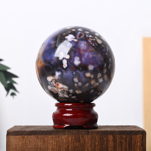 Wholesale Hand Polished <b>Crystal</b> Healing Stone Blue Flower Agate <b>Crystal</b> <b>Ball</b> Sphere for Decoration - Product Image 3