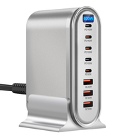 600W GaN Vertical Desktop Charging Station 8 Ports PD QC LED Screen Multi-port Laptop Phone Fast Charging Hub