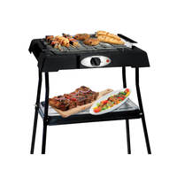 Pemanggang Datar Listrik 2000W Pemanas Cepat Multifungsi Portabel untuk Dalam Ruangan, BBQ Elektrik Yakiniku Tanpa Asap Permukaan Anti Lengket