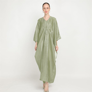 Vestido SatiMaxi Brillante con Mangas de Murciélago, Holgado, Tipo Kaftan para <span class=keywords><strong>Mujer</strong></span> - Product Image 1