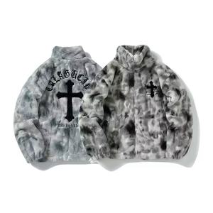 Nuova <span class=keywords><strong>Giacca</strong></span> Invernale 2026 Stile Streetwear Americano, Cappotto in Finta Pelliccia di Coniglio Tie-Dye con Ricamo Lettere, Piumino Unisex Oversize per Coppie - Product Image 3