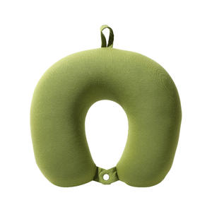 Almohada para el cuello en forma de U, almohada de viaje transpirable de algodón para uso en oficina y coche, color verde sólido, número de pieza 1081 - Product Image 1