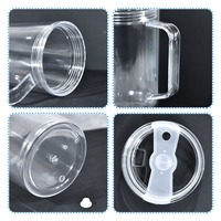Gelas Plastik Snow Globe Bebas BPA 40oz, Mug Akrilik dengan Gagang, Dinding Ganda, Cangkir DIY dengan Tutup Sedotan, Peralatan Minum Plastik