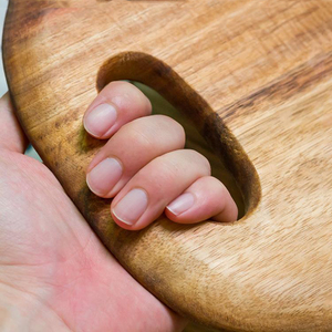 Creativo utensilios de cocina del logotipo del OEM del corte de carne de acacia, bloque de madera para picar con mango - Product Image 5