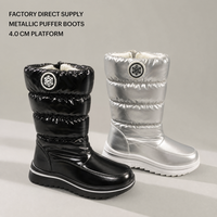 Bottes de neige mi-mollet pour femmes, imperméables, matelassées, en tissu, bottes d'hiver, semelle en caoutchouc antidérapante, fermeture éclair intérieure, logo personnalisé, boîte