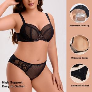 Confortable Sexy tous les jours dentelle soutien-gorge culotte ensemble pour les femmes élégante <span class=keywords><strong>Lingerie</strong></span> de Style solide avec bretelles réglables caractéristiques respirantes - Product Image 2