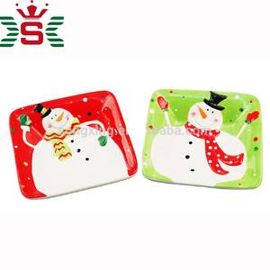 Assiette à dîner en céramique bonhomme <span class=keywords><strong>de</strong></span> neige <span class=keywords><strong>de</strong></span> <span class=keywords><strong>Noël</strong></span> en vrac bon marché écologique <span class=keywords><strong>Vaisselle</strong></span> pour la saison des fêtes - Product Image 2