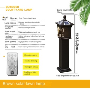Lámpara Solar LED para Jardín, Poste de Luz para Exteriores, Aleación de Aluminio, Resistente al Agua IP65, Luz Diurna de 5000K, Sensor de Movimiento, CRI90 - Product Image 2
